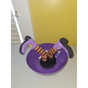 Animated Witch Candy Bowl 2011 Motion Activated Sound Halloween Purple Wicked